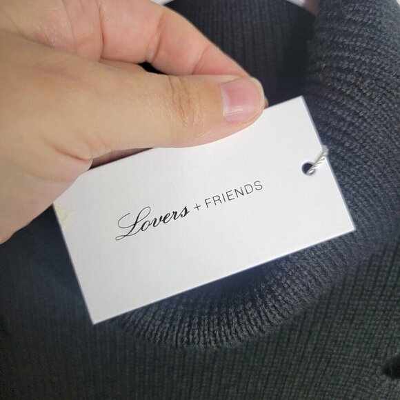 NEW Lovers + Friends Distressed Sweater Dress MEDIUM Revolve Black Wool Blend - Picture 5 of 8